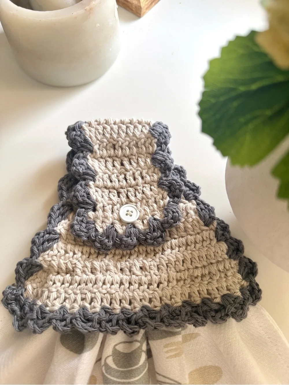 Handmade Crochet Top Kitchen Towel - 